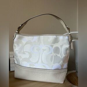Coach Cream Structured Shoulder Bag with Timeless Design
